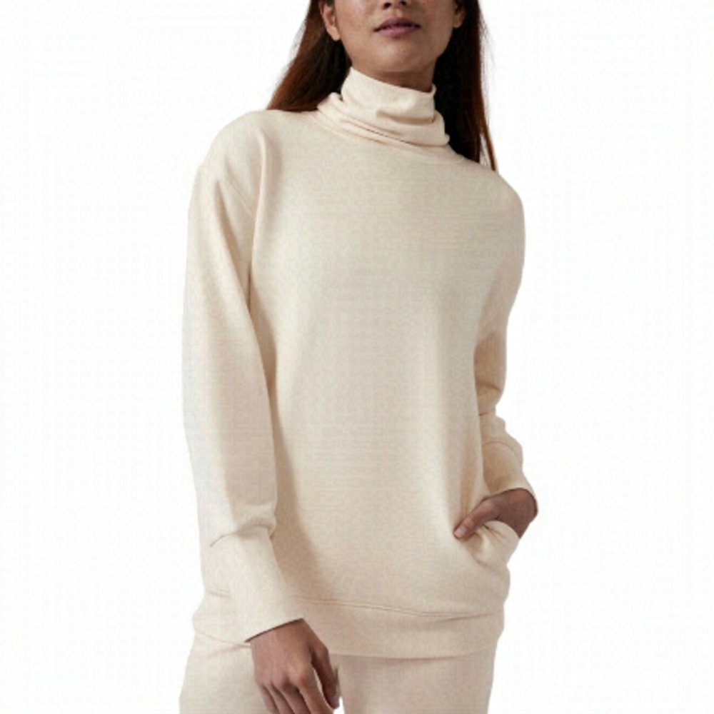 ATHLETA Balance Cinch Turtleneck Sweatshirt Chantilly Cream Size Large
